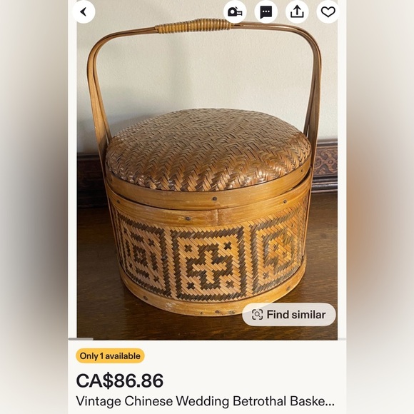Vtg Chinese Wedding /Betrothal Lidded Basket - Picture 9 of 10
